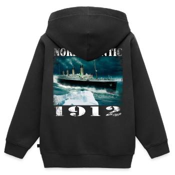 Atlantique nord 1912 - Sweat Premium à capuche zippé enfant bio - noir - Dos - AI Model Kid Male (0cm)
