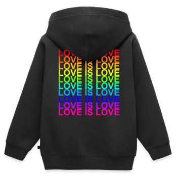 LOVE IS LOVE - Kids Premium Organic Zip-up Hoodie - black - Back - AI Model Kid Male (0cm)