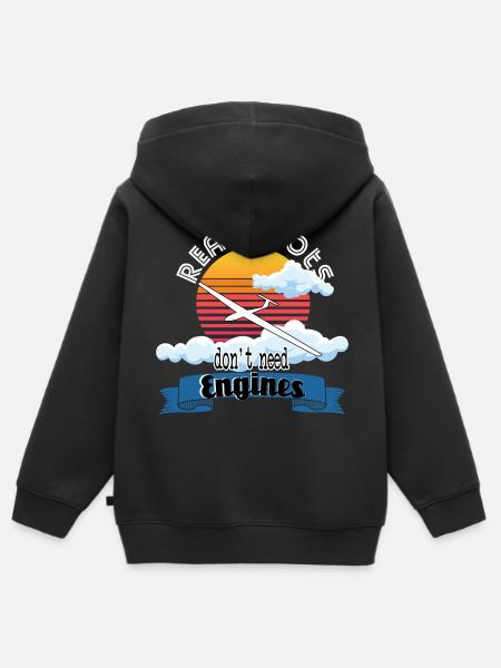 Real Pilots Gliding Gift Gliding - Kids Premium Organic Zip-up Hoodie - black
