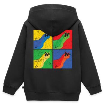 Idée cadeau Carnotaurus - Sweat Premium à capuche zippé enfant bio - noir - Dos - AI Model Kid Male (0cm)