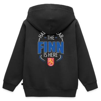 Finlande - Sweat Premium à capuche zippé enfant bio - noir - Dos - AI Model Kid Male (0cm)