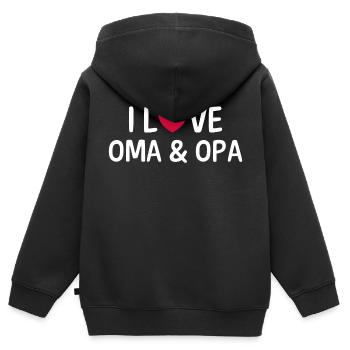 I love oma and opa - Kinder Premium Organic Zip Hoodie - Schwarz - Hinten - AI Model Kid Male (0cm)