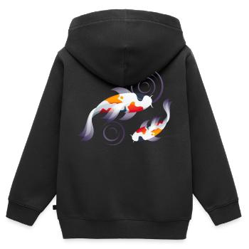 Étang à carpes koï - Sweat Premium à capuche zippé enfant bio - noir - Dos - AI Model Kid Male (0cm)