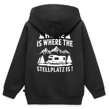 Home is where the pitch is ! - Kids Premium Organic Zip-up Hoodie - black - Back - AI Model Kid Male (0cm)