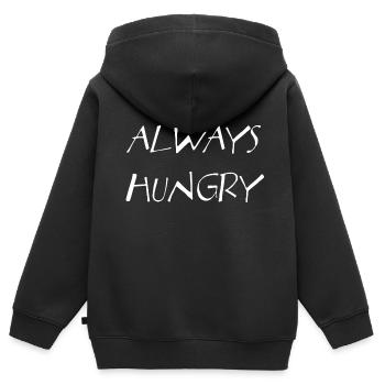 Toujours affamé - Sweat Premium à capuche zippé enfant bio - noir - Dos - AI Model Kid Male (0cm)