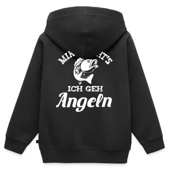Mir reichts ich geh angeln lustiger Angler Spruch - Kinder Premium Organic Zip Hoodie - Schwarz - Hinten - AI Model Kid Male (0cm)