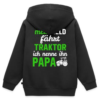 Mein Held fährt Traktor ich nenne ihn papa - Kinder Premium Organic Zip Hoodie - Schwarz - Hinten - AI Model Kid Male (0cm)