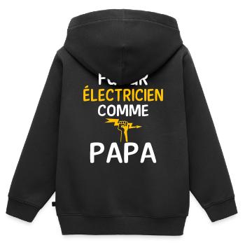 futur électricien comme papa - Sweat Premium à capuche zippé enfant bio - noir - Dos - AI Model Kid Male (0cm)