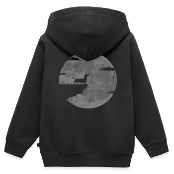 Dachshund Full Moon - Kids Premium Organic Zip-up Hoodie - black - Back - AI Model Kid Male (0cm)