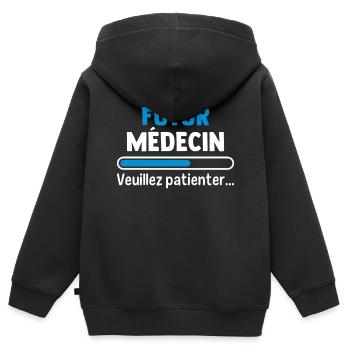 Zukünftiger Arzt bitte warten - Kinder Premium Organic Zip Hoodie - Schwarz - Hinten - AI Model Kid Male (0cm)