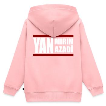 Yan Mirin Yan Azadi kurde - Sweat Premium à capuche zippé enfant bio - rose - Dos - AI Model Kid Female (0cm)