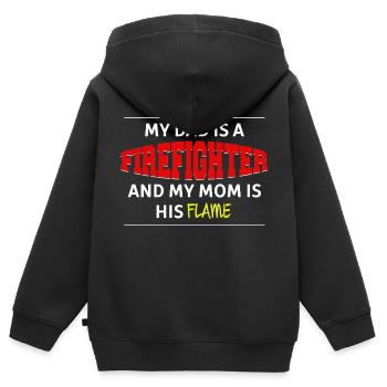 Pompier - pompier - Sweat Premium à capuche zippé enfant bio - noir - Dos - AI Model Kid Male (0cm)