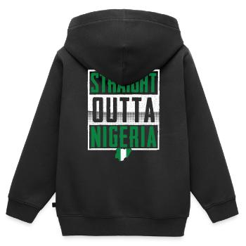 Straight Outta Nigeria - Sweat Premium à capuche zippé enfant bio - noir - Dos - AI Model Kid Male (0cm)