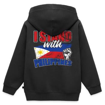 PHILIPPINES - Sweat Premium à capuche zippé enfant bio - noir - Dos - AI Model Kid Male (0cm)