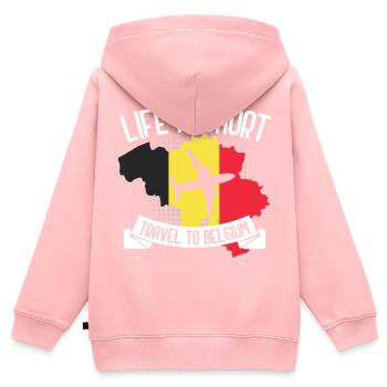 Belgien Land - Kinder Premium Organic Zip Hoodie - Rosa - Hinten - AI Model Kid Female (0cm)