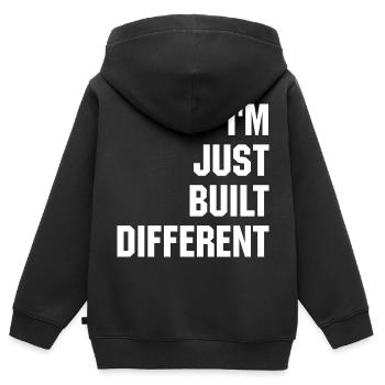 I m Just Built Different - Kinder Premium Organic Zip Hoodie - Schwarz - Hinten - AI Model Kid Male (0cm)