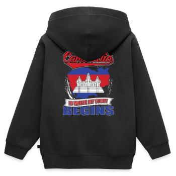 In Kambodscha Beginnt Meine Geschichte - Kinder Premium Organic Zip Hoodie - Schwarz - Hinten - AI Model Kid Male (0cm)