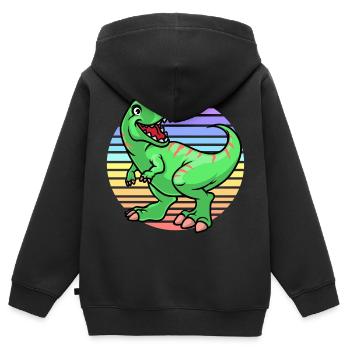 Coucher de soleil sur les dinosaures - Sweat Premium à capuche zippé enfant bio - noir - Dos - AI Model Kid Male (0cm)