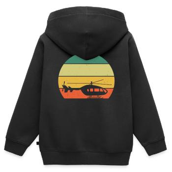 Hubschrauber Helikopter Geschenk Piloten fliegen - Kinder Premium Organic Zip Hoodie - Schwarz - Hinten - AI Model Kid Male (0cm)