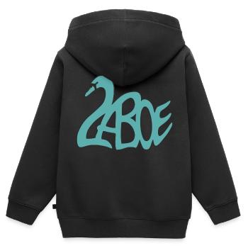 Laboe cygne turquoise - Sweat Premium à capuche zippé enfant bio - noir - Dos - AI Model Kid Male (0cm)