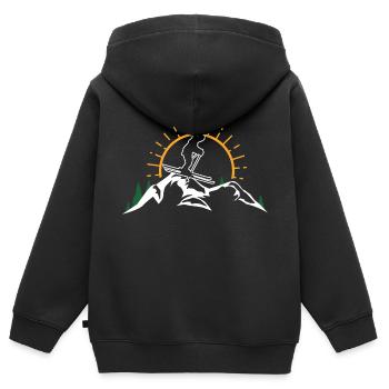 ski snowboard mountain sunset skiing skier skier - Kinder Premium Organic Zip Hoodie - Schwarz - Hinten - AI Model Kid Male (0cm)