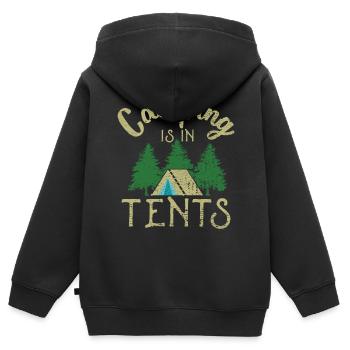 Camping ist in Zelten - Kinder Premium Organic Zip Hoodie - Schwarz - Hinten - AI Model Kid Male (0cm)