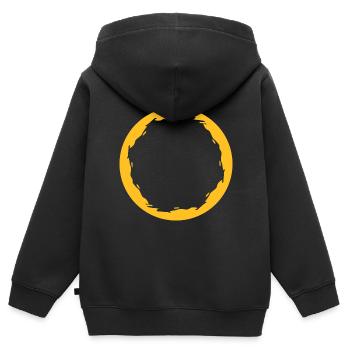Kreis Rund Gelb - Kinder Premium Organic Zip Hoodie - Schwarz - Hinten - AI Model Kid Male (0cm)