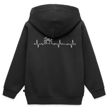 Percussion cadeau batteur batteur - Sweat Premium à capuche zippé enfant bio - noir - Dos - AI Model Kid Male (0cm)