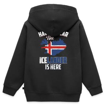 Islande - Sweat Premium à capuche zippé enfant bio - noir - Dos - AI Model Kid Male (0cm)