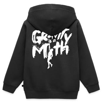 Schwerkraft ist ein Mythos Klettern Kletterer - Kinder Premium Organic Zip Hoodie - Schwarz - Hinten - AI Model Kid Male (0cm)