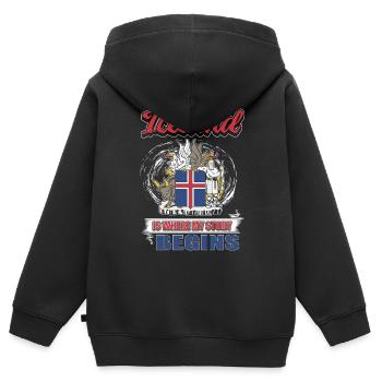 Islande - Sweat Premium à capuche zippé enfant bio - noir - Dos - AI Model Kid Male (0cm)