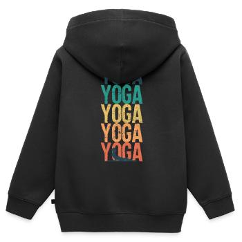 YOGA YOGA YOGA - Kinder Premium Organic Zip Hoodie - Schwarz - Hinten - AI Model Kid Male (0cm)