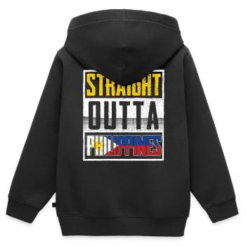 PHILIPPINES - Sweat Premium à capuche zippé enfant bio - noir - Dos - AI Model Kid Male (0cm)