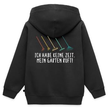 Mein Garten ruft - Hobbygärtner Gartenarbeit - Kinder Premium Organic Zip Hoodie - Schwarz - Hinten - AI Model Kid Male (0cm)