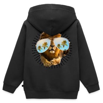 LIONS LIONS AVEC LUNETTES - Sweat Premium à capuche zippé enfant bio - noir - Dos - AI Model Kid Male (0cm)