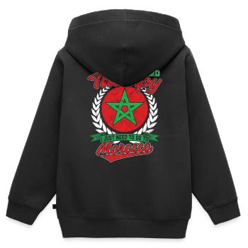 Maroc - Sweat Premium à capuche zippé enfant bio - noir - Dos - AI Model Kid Male (0cm)
