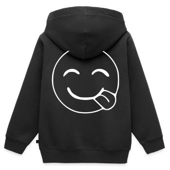Emoji Hunger Skizze weiß - Kinder Premium Organic Zip Hoodie - Schwarz - Hinten - AI Model Kid Male (0cm)