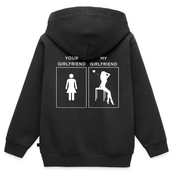 Your Girlfriend - My Girlfriend - Kids Premium Organic Zip-up Hoodie - black - Back - AI Model Kid Male (0cm)