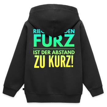 Si tu sens le pet, la distance est trop courte - Sweat Premium à capuche zippé enfant bio - noir - Dos - AI Model Kid Male (0cm)