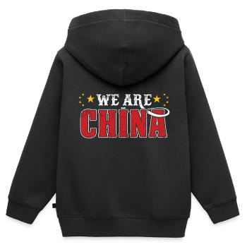 Wir Sind China! - Kinder Premium Organic Zip Hoodie - Schwarz - Hinten - AI Model Kid Male (0cm)