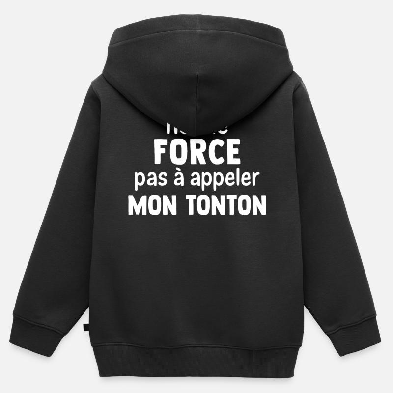 Ne me force pas a appeler mon tonton - Sweat Premium à capuche zippé enfant bio - noir