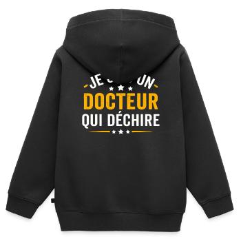 je suis un docteur qui déchire - Sweat Premium à capuche zippé enfant bio - noir - Dos - AI Model Kid Male (0cm)
