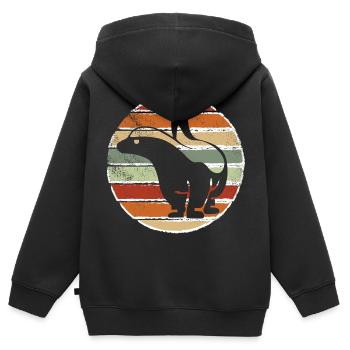Retro Honigdachs Vintage Honigdachs - Kinder Premium Organic Zip Hoodie - Schwarz - Hinten - AI Model Kid Male (0cm)