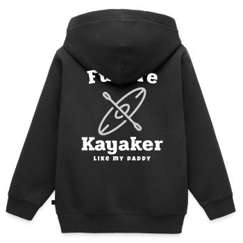 Nachwuchs Kajaker Papa Kajak fahren Kajakfahrer - Kinder Premium Organic Zip Hoodie - Schwarz - Hinten - AI Model Kid Male (0cm)