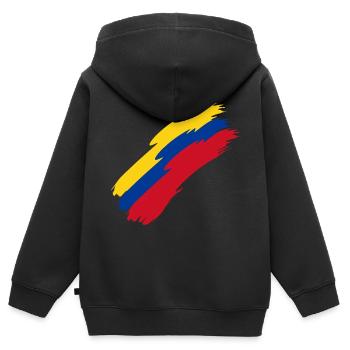 Colombie - Sweat Premium à capuche zippé enfant bio - noir - Dos - AI Model Kid Male (0cm)