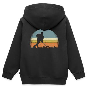 Eishockey Feldhockey Hockey Eishockeypieler - Sweat Premium à capuche zippé enfant bio - noir - Dos - AI Model Kid Male (0cm)