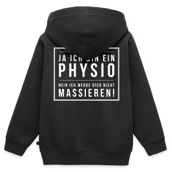 Ja ich bin Physio nein ich werde dich nicht - Kinder Premium Organic Zip Hoodie - Schwarz - Hinten - AI Model Kid Male (0cm)