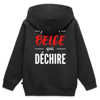 Je suis un Belge qui déchire - Sweat Premium à capuche zippé enfant bio - noir - Dos - AI Model Kid Male (0cm)