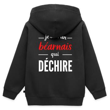 Je suis un Béarnais qui déchire - Sweat Premium à capuche zippé enfant bio - noir - Dos - AI Model Kid Male (0cm)