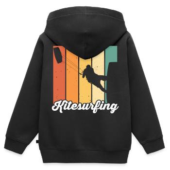 Kitesurfen Kiteboarding Kite Kiten - Kinder Premium Organic Zip Hoodie - Schwarz - Hinten - AI Model Kid Male (0cm)